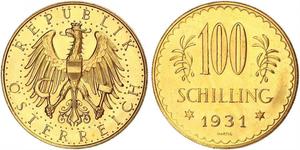 100 Shilling Geschichte Österreichs (1918-1934) Gold 