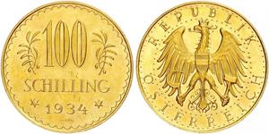 100 Shilling Prima repubblica austriaca (1918-1934) Oro 