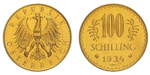 100 Shilling Prima repubblica austriaca (1918-1934) Oro 