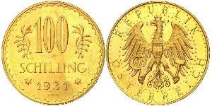 100 Shilling Prima repubblica austriaca (1918-1934) Oro 