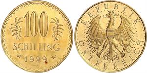100 Shilling Prima repubblica austriaca (1918-1934) Oro 