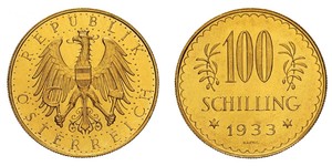 100 Shilling Prima repubblica austriaca (1918-1934) Oro 