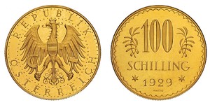 100 Shilling Prima repubblica austriaca (1918-1934) Oro 