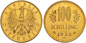 100 Shilling Primera República de Austria (1918-1934) Oro 
