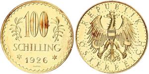 100 Shilling 奥地利第一共和国 (1919 - 1934) 金 