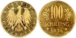 100 Shilling 奥地利第一共和国 (1919 - 1934) 金 