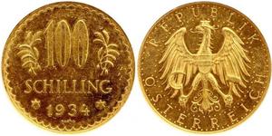 100 Shilling 奥地利第一共和国 (1919 - 1934) 金 