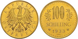 100 Shilling 奥地利第一共和国 (1919 - 1934) 金 