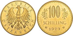 100 Shilling 奥地利第一共和国 (1919 - 1934) 金 