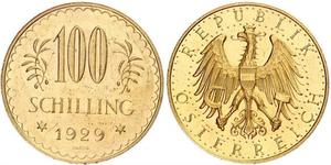 100 Shilling 奥地利第一共和国 (1919 - 1934) 金 