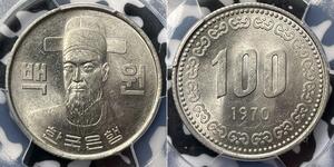100 Won Südkorea Kupfer/Nickel Anwar as-Sadat (1918 - 1981)