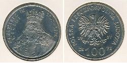 100 Злотий Польська Народна Республіка (1952-1990) Нікель/Мідь 