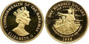 100 Доллар Bahamas (1973 - ) Золото Елизавета II (1926-2022)