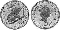 100 Доллар Австралия (1939 - ) Платина Елизавета II (1926-2022)