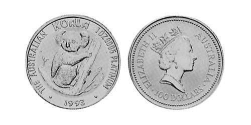 100 Доллар Австралия (1939 - ) Платина Елизавета II (1926-2022)
