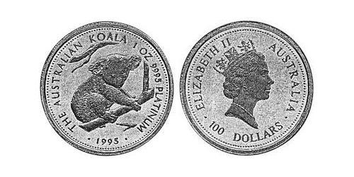 100 Доллар Австралия (1939 - ) Платина Елизавета II (1926-2022)