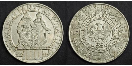 100 Злотий Польська Народна Республіка (1952-1990) Срібло 
