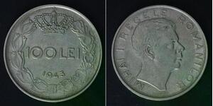 100 Лей Королевство Румыния (1881-1947) Никель/Сталь Михай I (1927-)