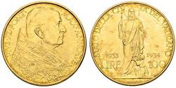 100 Lira Vatican (1926-) Gold Pope Pius XI (1857 - 1939)