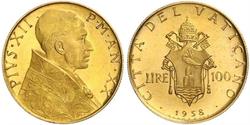 100 Lira Vatican (1926-) Gold Pope Pius XII  (1876 - 1958)