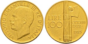 100 Лира Kingdom of Italy (1861-1946) Золото 