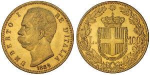100 Лира Kingdom of Italy (1861-1946) Золото Умберто I (1844-1900)