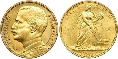 100 Лира Kingdom of Italy (1861-1946) Золото Виктор Эммануил III (1869 - 1947)