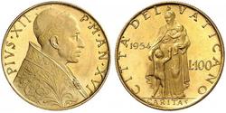 100 Лира Ватикан (1926-) Золото Пий XII  (1876 - 1958)