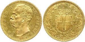 100 Ліра Kingdom of Italy (1861-1946) Золото Умберто I (1844-1900)
