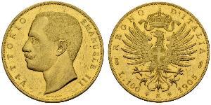 100 Ліра Kingdom of Italy (1861-1946) Золото Виктор Эммануил III (1869 - 1947)