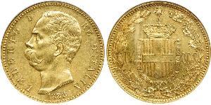 100 Ліра Kingdom of Italy (1861-1946) Золото Умберто I (1844-1900)