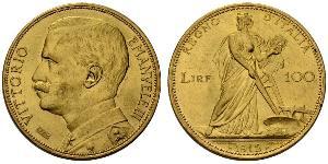 100 Ліра Kingdom of Italy (1861-1946) Золото Виктор Эммануил III (1869 - 1947)