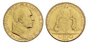 100 Ліра Ватікан (1926-) Золото Пій XII  (1876 - 1958)