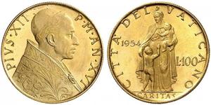 100 Ліра Ватікан (1926-) Золото Пій XII  (1876 - 1958)