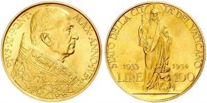 100 Ліра Ватікан (1926-) Золото Pope Pius XI (1857 - 1939)