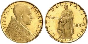 100 Ліра Ватікан (1926-) Золото Пій XII  (1876 - 1958)