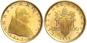 100 Ліра Ватікан (1926-) Золото Іван XXIII