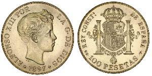 100 Песета Королевство Испания (1874 - 1931) Золото Alfonso XIII of Spain (1886 - 1941)