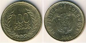 100 Песо Республіка Колумбія (1886 - ) Латунь 