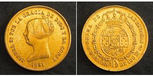 100 Реал Іспанія Золото Isabella II of Spain (1830- 1904)