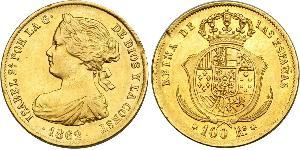 100 Реал Іспанія Золото Isabella II of Spain (1830- 1904)