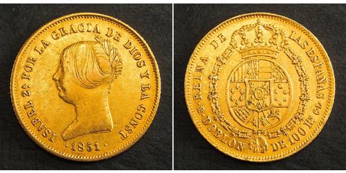 100 Реал Іспанія Золото Isabella II of Spain (1830- 1904)