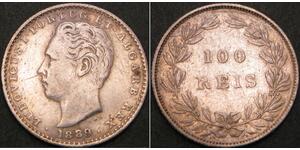 100 Рейс Королевство Португалия (1139-1910) Серебро Luis I of Portugal (1838 -1889)