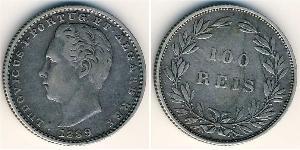 100 Рейс Королевство Португалия (1139-1910) Серебро Luis I of Portugal (1838 -1889)