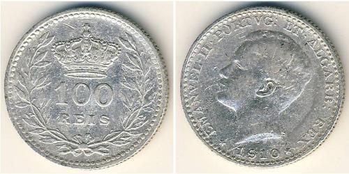 100 Рейс Королевство Португалия (1139-1910) Серебро 