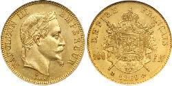 100 Franc Second French Empire (1852-1870) Gold Napoleon III (1808-1873)