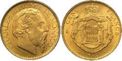 100 Franc Monaco (1297 - ) Gold Charles III Prince of Monaco (1818-1889)