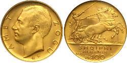 100 Franc Albanian Republic (1925-1928) Oro Zog I, Skanderbeg III of Albania