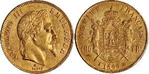 100 Франк Second French Empire (1852-1870) Золото Наполеон ІІІ Бонапарт (1808-1873)
