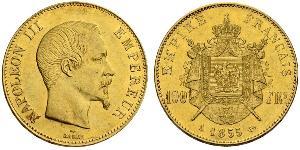 100 Франк Second French Empire (1852-1870) Золото Наполеон ІІІ Бонапарт (1808-1873)